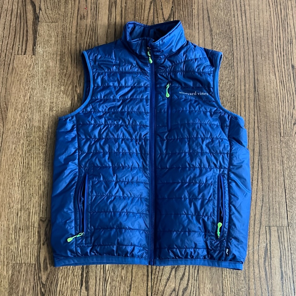 Men's Vineyard Vines Performance Puffer Full Zip Vest Blue Quilted XS